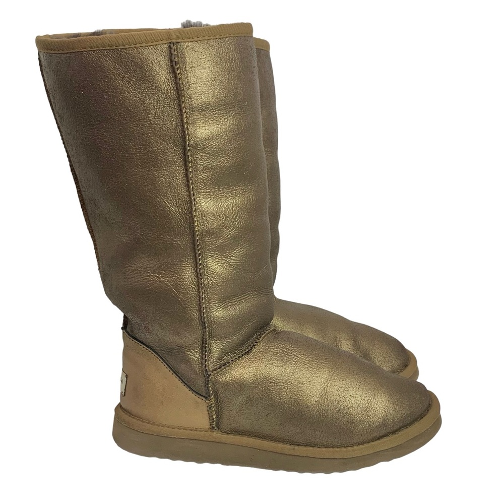 WHOOGA Bronze Leather & Sherpa Ugg Style Boots Sz EUR 39